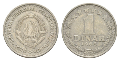 Югославия 1 динар 1965 KM 47 медно-никель 4643-424