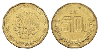 Мексика 50 сентаво 2003 Mo KM 549 алюминиевая бронза 4636-511