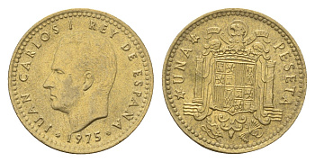 Испания 1 песета 1975 (77) Хуан Карлос I (1975-2014) KM 806 алюминиевая бронза aUNC 4669-1221