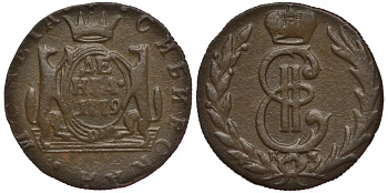 РОССИЯ, СИБИРСКИЕ МОНЕТЫ ДЕНЬГА 1779 КМ Биткин 1195 медь 633-1614