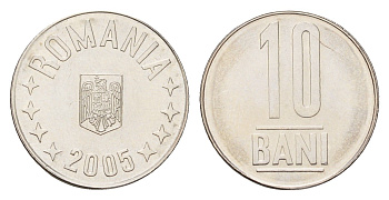 Румыния 10 бань (бани) 2005 KM 191 сталь плакированная никелем UNC 4615-854