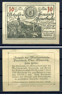 Пойербах (Австрия) 10 геллеров 1920 Jaksc/Pick?JPR0741Ia-10 бумага 7556-39-3-2