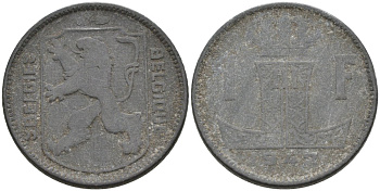 Бельгия 1 франк 1942 KM 128 цинк 51-2642