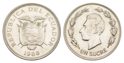 Эквадор 1 сукре 1986 KM 85.2 сталь плакированная никелем UNC 4641-712
