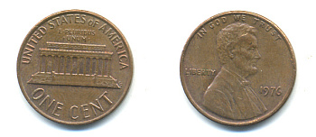 США 1 ЦЕНТ 1976 ЛИНКОЛЬН KM 201 медь цинк 86-222