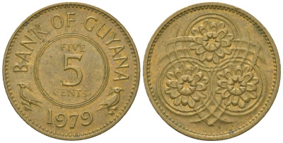 Гайана 5 центов 1979 KM 32 никель латунь 4124-548