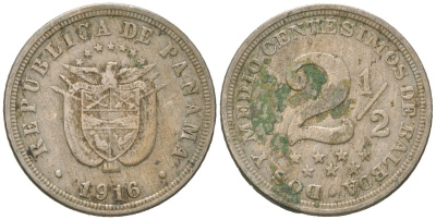 Панама 2 1/2 сентесимо 1916 KM 7 медно-никель 4615-856