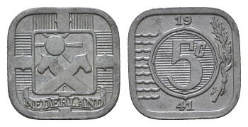 Нидерланды 5 центов 1941 Вильгельмина (1890-1948) KM 172 цинк 44-1123