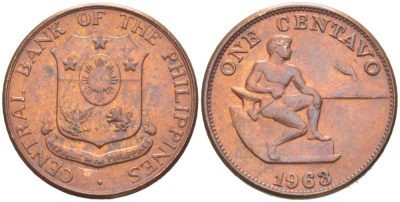 Филиппины 1 сентаво 1963 KM 186 бронза 218-1149