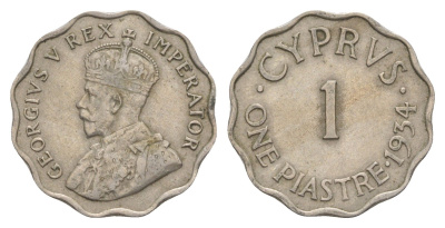 Кипр 1 пиастр 1934 Георг V (1910-1936), год-тип KM 21 медно-никель 4652-317