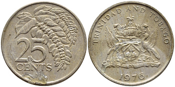 Тринидад и Тобаго 25 центов 1976 цветок дикая пуансеттия KM 28 медно-никель 4396-724