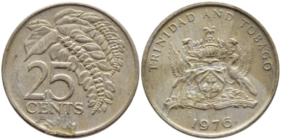 Тринидад и Тобаго 25 центов 1976 цветок дикая пуансеттия KM 28 медно-никель 4396-724