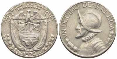 Панама 1/10 бальбоа 1970 KM 10а медь плакированная медно-никелем 73-139