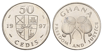 Гана 50 седи 1997 KM 31a сталь плакированная никелем UNC 4119-112