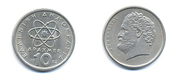 Греция 10 драхм 1982 Демокрит KM 132 медно-никель 4379-452