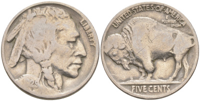 США 5 ЦЕНТОВ 1929 ИНДЕЕЦ, БИЗОН KM 134 медно-никель 106-247
