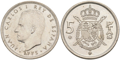 Испания 5 песет 1975 (78) Хуан Карлос I (1975-2001) KM 807 медно-никель 4571-1153