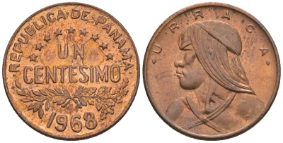 Панама 1 сентесимо 1968  KM 22 бронза  aUNC  4609-826