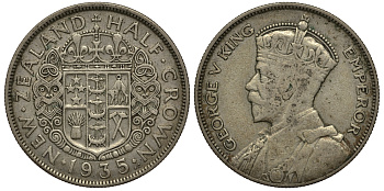Новая Зеландия 1/2 кроны 1935 Георг V (1910-1936) KM 5 серебро 272-1011