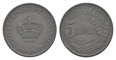 Румыния 5 леев (лей) 1942 Михай I (1940-1947) KM 61 цинк 4620-1121