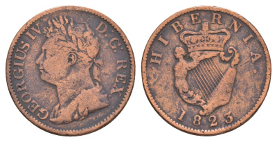 Ирландия 1/2 пенни 1823 Георг IV (1820-1830) KM 150 медь 1518-1633