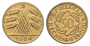 Германия игровой жетон в 50 рентенпфеннигов 1924 диаметр 23 мм, вес 0,4 гр картон 4704-216