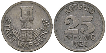 Варендорф (Пруссия, Вестфалия) 25 пфеннигов 1920 Funck 575.5, Men18 32804.5 железо 4364-3713