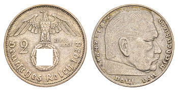 Германия 2 рейхсмарки 1938 A KM 93 серебро 4593-331