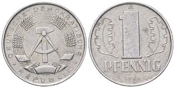 ГДР 1 пфенниг 1960 A KM 8.1 алюминий 206-758