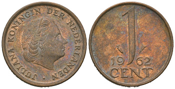 Нидерланды 1 цент 1962 Юлиана (1948-1980) KM 180 бронза 4621-447