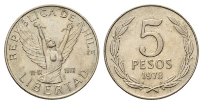 Чили 5 песо 1978 KM 209 медно-никель 4620-335