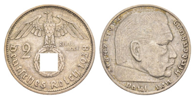 Германия 2 рейхсмарки 1938 A KM 93 серебро 4593-331