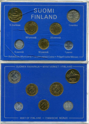 Финляндия госнабор из 7 монет 1979 в оригинальной пластиковой коробке KM MS8 UNC 1-6-4-01