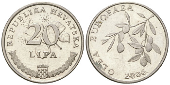 Хорватия 20 лип 2006 четный год KM 17 сталь плакированная никелем  aUNC  105-248