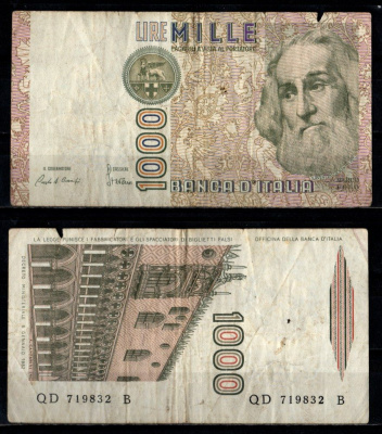 Италия 1000 лир 1982 Pick 109 a бумага 7221-58-1-1