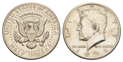 США 1/2 доллара (50 центов) 1971 Джон Кеннеди KM 202b медь плакированная медно-никелем aUNC 4137-623