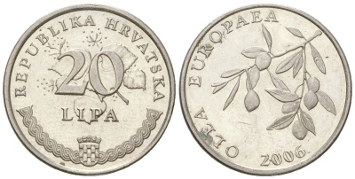 Хорватия 20 лип 2006 четный год KM 17 сталь плакированная никелем  aUNC  105-248