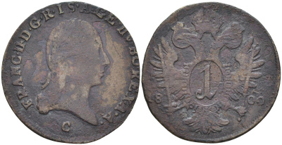 Австрия 1 крейцер 1800 С, Франц II (Франц Иосиф Карл) (1792-1806) KM 2111 медь 63-1027