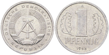 ГДР 1 пфенниг 1983 A KM 8.2 алюминий 4613-934