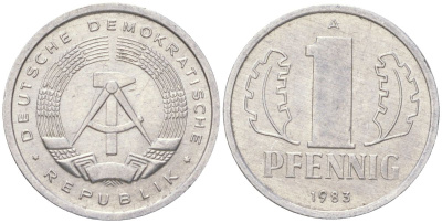 ГДР 1 пфенниг 1983 A KM 8.2 алюминий 4613-934