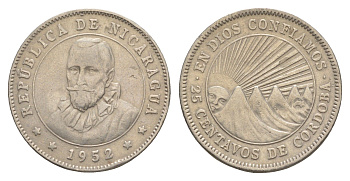 Никарагуа 25 сентаво 1952 KM 18.1 медно-никель 4641-243