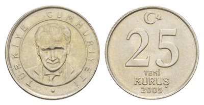 Турция 25 курушей 2005 KM 1167 медь цинк нкиель UNC 39-135
