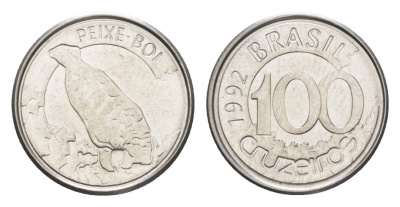 Бразилия 100 крузейро 1992 KM 623 нержавеющая сталь UNC 4644-539