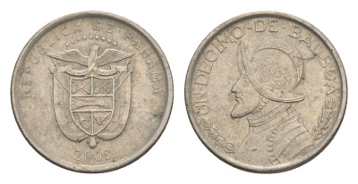 Панама 1/10 бальбоа 2008 KM 127 медь плакированная медно-никелем 4160-513