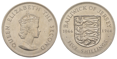 Джерси 5 шиллингов 1966 900 лет битве при Гастингсе, в запайке, тираж 30.000 экземпляров KM 28 медно-никель BU 74-1123