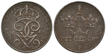 Швеция 1 эре 1948 Густав V (1907-1950) KM 810 железо 4651-147