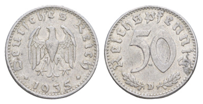 Германия 50 рейхспфеннигов 1935 D KM 87, J. 368 алюминий 4648-1042