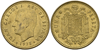 Испания 1 песета 1975 (80) Хуан Карлос I (1975-2014) KM 806 алюминиевая бронза 4604-226