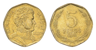 Чили 5 песо 2006 KM 232 алюминиевая бронза UNC 4689-234