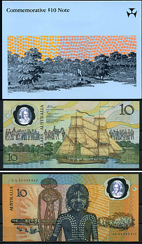 Австралия 10 долларов 1988 200 лет британского правления, корабль капитана Кука, оригинальный буклет Pick 49 a пластик UNC (пресс) 446-86-1